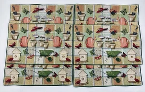 Placemats Set 6 Herb Garden Theme Bird Butterflies Red Hat Park B Smith Tapestry - Picture 1 of 10