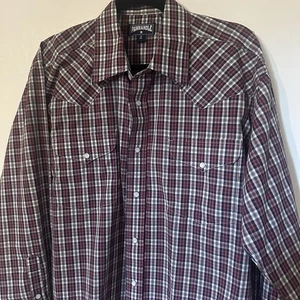 Panhandle Western Hemd Herren Large blau rot kariert Perlen Druckknöpfe Rodeo 16/34 - Bild 1 von 6