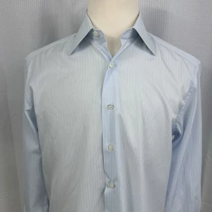 Stefano Ricci Blue Stripe Button Down Dress Shirt French Cuff Mens 41 16 x33 EUC - Picture 1 of 14