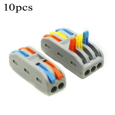 10PCS Reusable Spring Lever Terminal Block Electric Cable Connector Wire 2/3 Way - Image 1 of 4