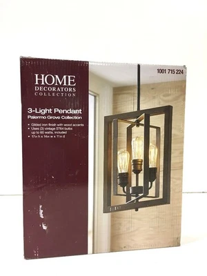 Home Decorators Palermo Grove Collection 3-Light Gilded Iron Pendant New - Image 1 of 3