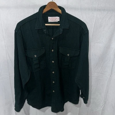 Filson Green 100% Wool Button-Up Shirt Size XL Dual Chest Pockets - Image 1 of 4