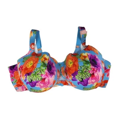 Cacique Lane Bryant Floral Lined No Wire 54DDD Bra 54F Comfort Bliss Balconette - Image 1 of 4