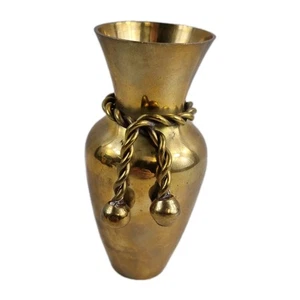 Stunning Vintage Brass Vase With Rope Knot Design Height apx 5.5" - Picture 1 of 7