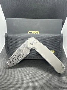 CJRB Pyrite Folding Knife 3.13" Damascus Steel Blade Titanium Handle 1925LTDM - Picture 1 of 1