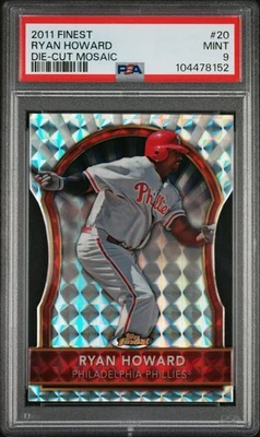 PSA 9 MINT! RYAN HOWARD 2011 TOPPS FINEST DIE-CUT MOSAIC REFRACTOR CARD /10 #20 - Image 1 of 2