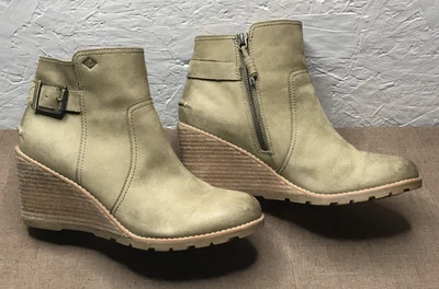 Sperry Gold Cup Liberty Women's Wedge Ankle Boots Booties Beige Leather Size 9M - Image 1 of 4