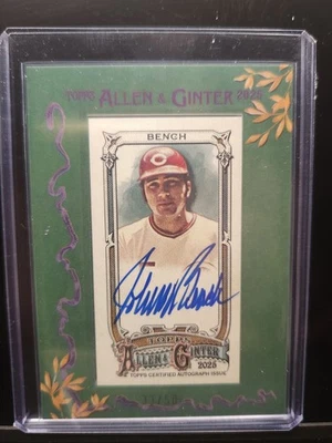 2025 Topps Allen & Ginter Johnny Bench Green Framed Mini On Card Auto /50 SSP - Image 1 of 3