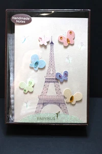 8 Handmade Notes Cards and Seal, Paris, Eiffel Tower, Papyrus - Picture 1 of 2
