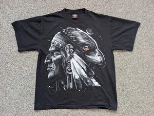 Adler Indianer Hemd Herren Large schwarz Indianer Navajo Einzelnaht Kopf - Bild 1 von 12