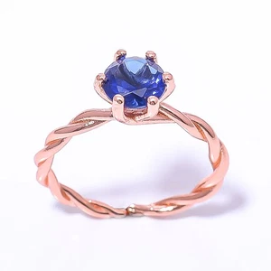 Blauer Saphir (simuliert) Antik Design Rosévergoldet Ring Adjst RC7385-9_2 - Bild 1 von 6