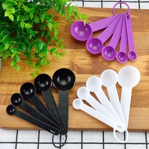 5Pcs/set Measuring Spoon White Plastic Teaspoon Tablespoon Utensil 9CB9 - Picture 1 of 13