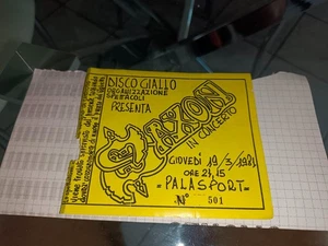 BIGLIETTO TICKET SAXON PALASPORT TORINO 1981 DISCO GIALLO - Picture 1 of 2