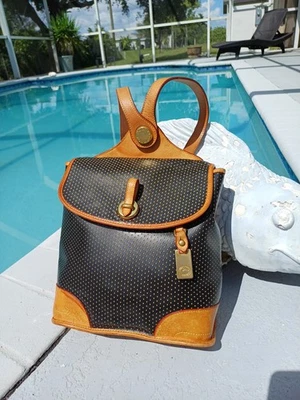 Dooney & Bourke VTG Leather Perforated Bag Backpack Buckle Y2K 90s - Image 1 of 4