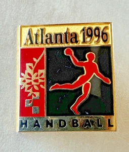 1996 Atlanta Centennial Olympics Vintage Hand Ball Enamel Lapel Pin - Picture 1 of 10