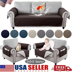 Waterproof Sofa Cover Quilted Non-slip Pet Protector Mat Chair Couch Slipcover - Picture 1 of 93