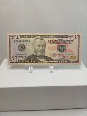 2013 $50 Fifty Federal Reserve Note Currency Semi low serial # MJ 00060305 A - Image 1 of 4