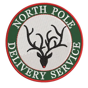 Christmas Patch Northpole Delivery Rudolph Reindeer 3.5" Embroidered Iron-On - Picture 1 of 3