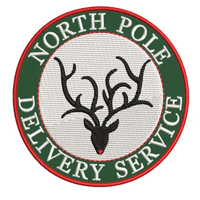 Christmas Patch Northpole Delivery Rudolph Reindeer 3.5" Embroidered Iron-On - Image 1 of 3