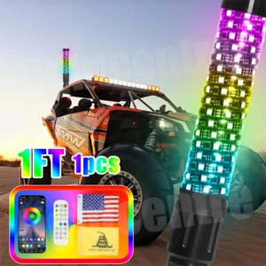 1FT Thick LED Whip Spiral Chasing RGB Fat Whip Lights For Can Am Polaris RZR UTV - Picture 1 of 15