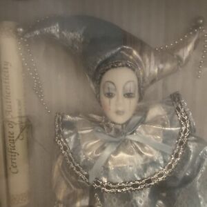 Collectors Choice Porcelain Mardi Gras Jester Harlequin Doll IN WORN BOX