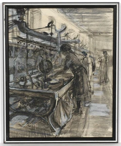 Irina Soboleva (b.1920), "In a Textile Factory", drawing, 1946 - Bild 1 von 3