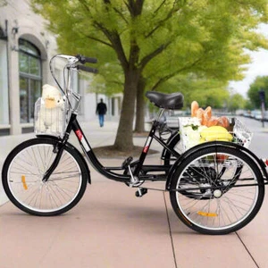 Adult Cruiser 7 Speed 24/26 Inch Bike w/Folding Front & Rear basket - Picture 1 of 30