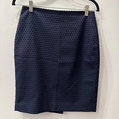 NICE! Banana Republic Sz 0 Stretch Pencil Skirt Navy Polyester Blend - Image 1 of 4