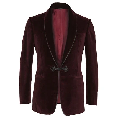 Men Burgundy Smoking Jacket Elegant Wedding Groom Designer Party Wear Blazers - Image 1 of 2