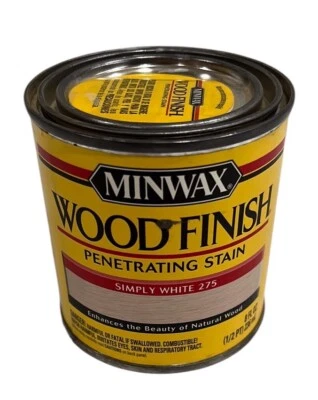 Mancha con acabado de madera MINWAX ~ simplemente blanca 275 ~ 8 oz/1/2 pinta ~ Fórmula 2017 Foto 1 de 4