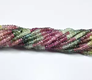 4-4.5mm Multi Tourmaline Faceted Rondelle Beads 13", Natural Tourmaline Gemstone - Picture 1 of 7