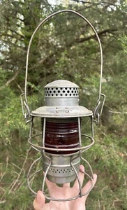 Antique C & NW RY Chicago and North Western Railroad lantern w/ ruby red globe - Picture 1 of 9