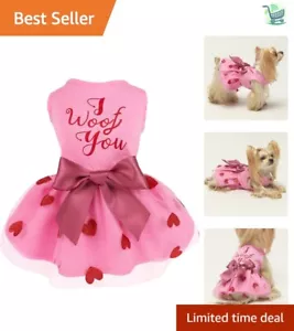 Fluffy Bowknot Tutu Dress for Small Dogs - I Woof You, Perfect for Parties - Picture 1 of 9