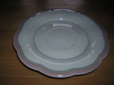 Untertasse Teller 14 cm Winterling Marktleuthen grau rosa Rand aus den 80zigern - Bild 1 von 3