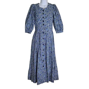 Vestido tradicional austriaco Salzburger Dirndl talla 38/US 6 rosas guinga azules - Imagen 1 de 5