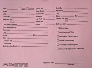 Vehicle Deal Jackets for Auto/Vehicle Sales • DSA-546 Pink • Qty 500 • - Picture 1 of 5
