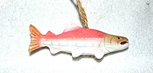 Christmas Ornament Wooden Painted Fish Rope Hanger  #J - Picture 1 of 2