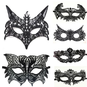 Sexy Black Lace Eye Mask Blindfold Masquerade Party Womens Nightwear Costume - - Picture 1 of 22