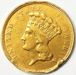 1854-O Three Dollar Indian Gold New Orleans Coin $3 - XF Details - Rare Date! - Picture 1 of 2