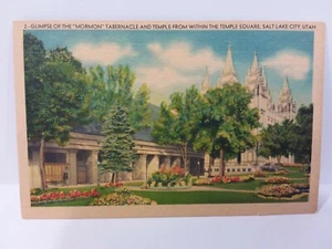 US GREAT MORMON TABERNACLE SALT LAKE CITY UTAH POSTCARD LINEN - Picture 1 of 2