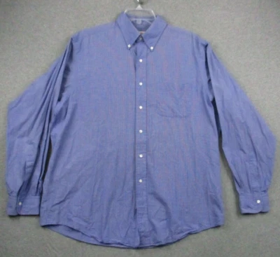 Vintage Brooks Brothers Shirt 16 Blue Pocket Oxford Plaid Hong Kong - Image 1 of 4