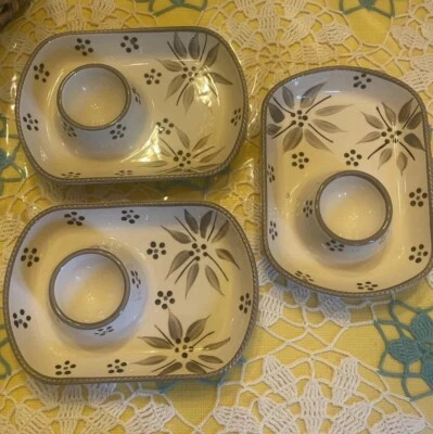 Temptations Tamaño Personal Chip 'n Dip O Plato de Aperitivo, Juego de 3, Excelente Foto 1 de 4