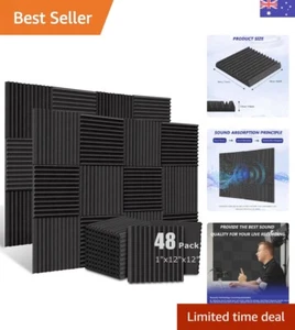 48 Pcs 1" X 12" X 12" Acoustic Foam Panels Studio Soundproofing Wedge Sound P... - Picture 1 of 8