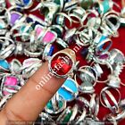 Red Faceted Topaz & Mix Gemstone 925 Sterling Silver Plated Handmade Lot Rings