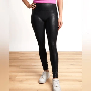Spanx leggings ecopelle nero piccolo petite rocker edgy grunge - Foto 1 di 7