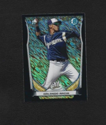 Bowman Chrome Mini Orlando Arcia #247 2014 refractor de brillo negro (B) Foto 1 de 2