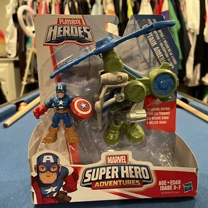 Playskool Marvel Super Heroes Adventures Captain America & Junk Copter HTF NOS - Picture 1 of 2