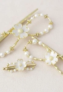 NEW Lilla Rose DOGWOOD Flexi Hair Clip (Large) Brass & Cream #FX-2756-LG  - Picture 1 of 6