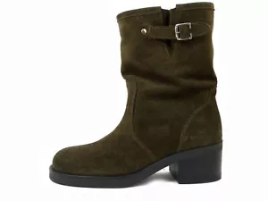 Stivali Donna in Pelle Camoscio Verde 37 Tacco Basso 4 cm Made in Italy - Imagen 1 de 5