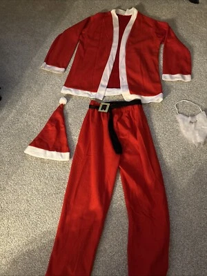 4 Complete 5-pc Adult Cheap Santa Claus Suits Christmas Costume Belt Hat Beard - Image 1 of 4